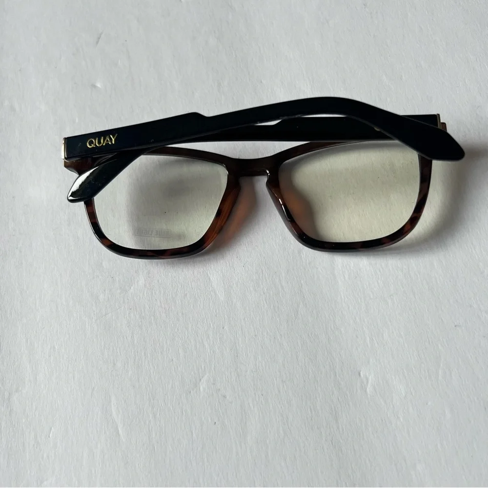 QUAY HARDWIRE 126 BLUELIGHT READING GLASSES NO MAGNIFICATION TORTOISE BLACK NWOT